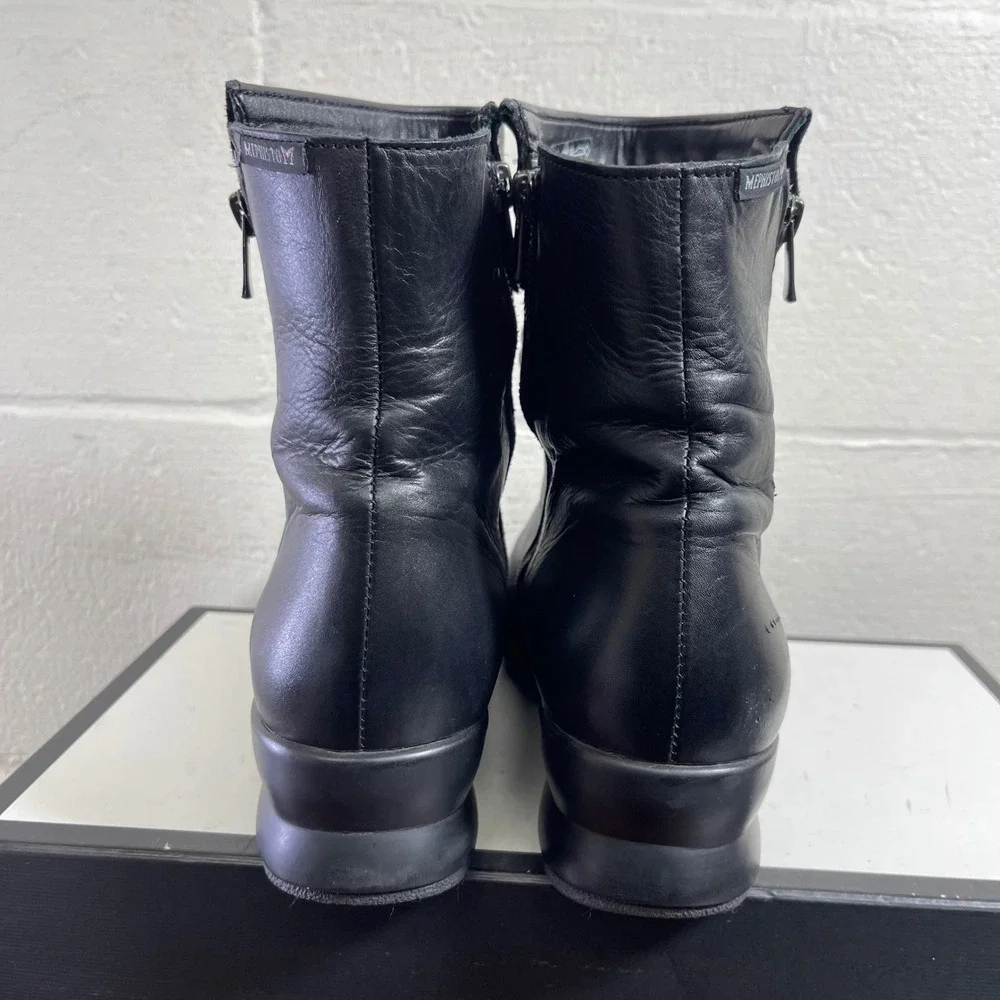 Mephisto Phila Black Leather Ankle Boots Side‎ Zipper Women's Size 10 US